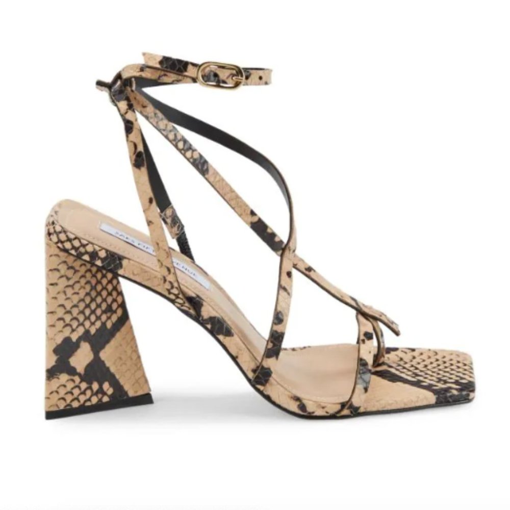 NWT SAKS FIFTH AVENUE Block Heel Leather Sandals